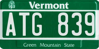 VT license plate ATG839