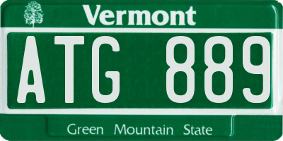VT license plate ATG889