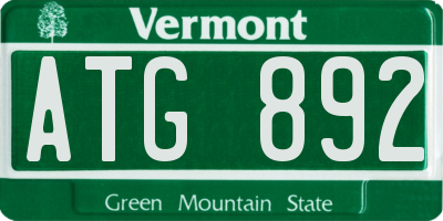 VT license plate ATG892
