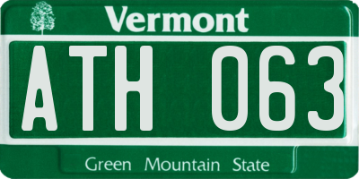 VT license plate ATH063
