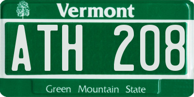 VT license plate ATH208