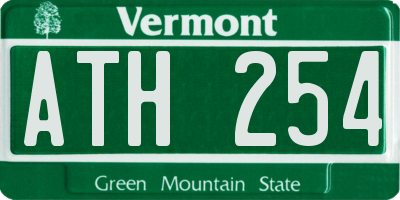 VT license plate ATH254