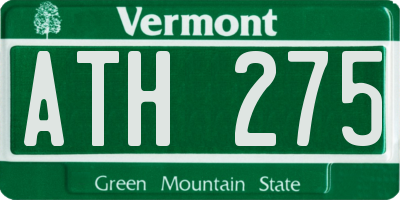 VT license plate ATH275