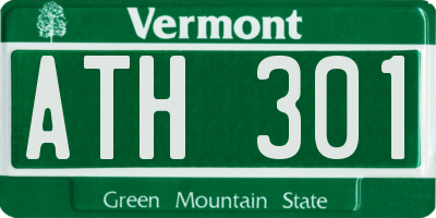 VT license plate ATH301