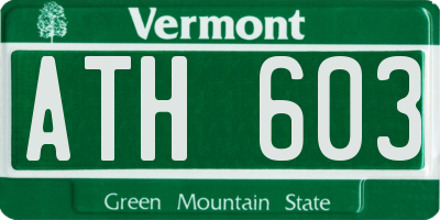 VT license plate ATH603