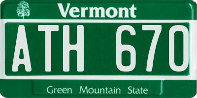VT license plate ATH670