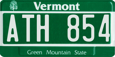 VT license plate ATH854