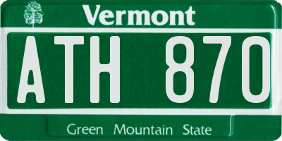 VT license plate ATH870