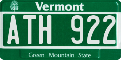 VT license plate ATH922