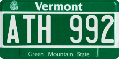 VT license plate ATH992