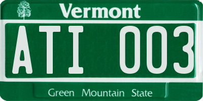 VT license plate ATI003