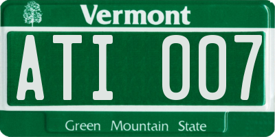VT license plate ATI007