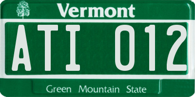 VT license plate ATI012