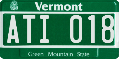 VT license plate ATI018