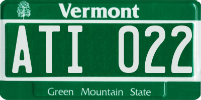VT license plate ATI022