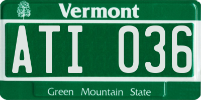 VT license plate ATI036