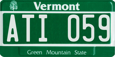 VT license plate ATI059