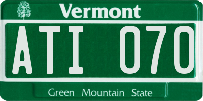 VT license plate ATI070
