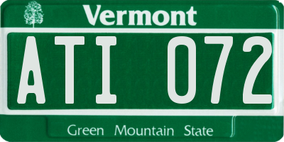VT license plate ATI072