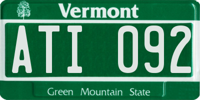 VT license plate ATI092
