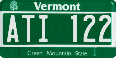 VT license plate ATI122