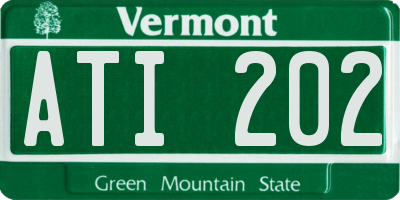 VT license plate ATI202