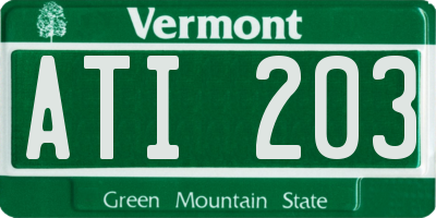 VT license plate ATI203