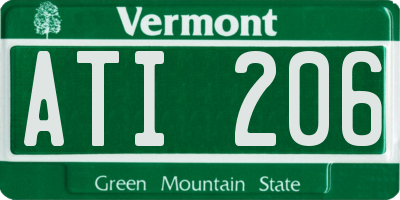VT license plate ATI206
