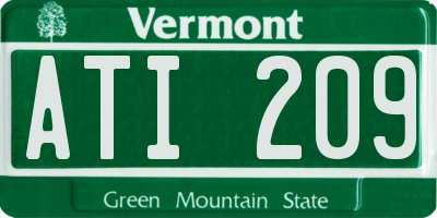 VT license plate ATI209