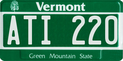 VT license plate ATI220