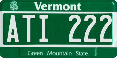 VT license plate ATI222