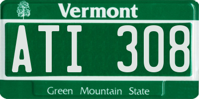 VT license plate ATI308