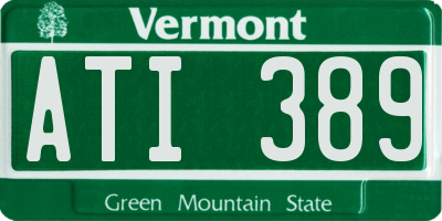 VT license plate ATI389
