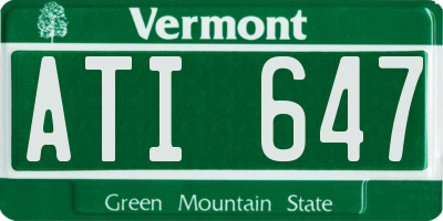 VT license plate ATI647