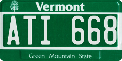 VT license plate ATI668