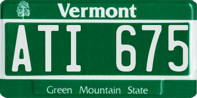 VT license plate ATI675