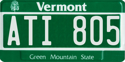 VT license plate ATI805