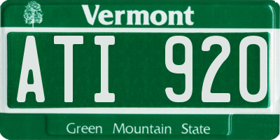 VT license plate ATI920