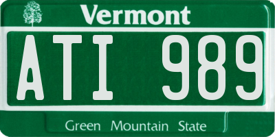VT license plate ATI989