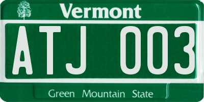 VT license plate ATJ003