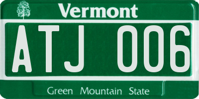 VT license plate ATJ006