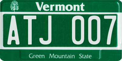 VT license plate ATJ007