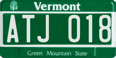 VT license plate ATJ018