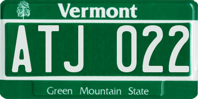 VT license plate ATJ022
