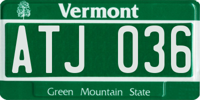 VT license plate ATJ036