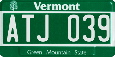 VT license plate ATJ039