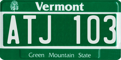 VT license plate ATJ103