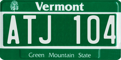 VT license plate ATJ104