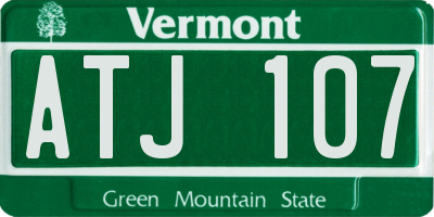 VT license plate ATJ107