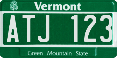 VT license plate ATJ123